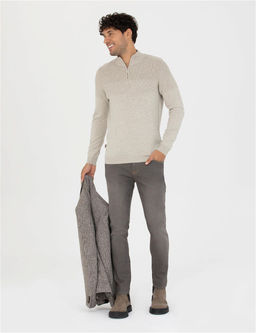 Kum Melanj Slim Fit Fermuarl_ Dik Yaka Triko Kazak - Pierre cardin фото 4