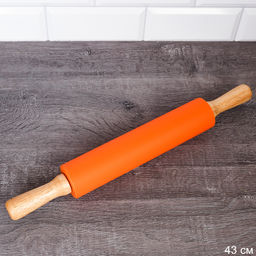 Скалка 43х25х5см силикон дерево / RL-924 /уп 72/ оранжевый