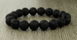 Лава черная (Боливия) 10мм, браслет "Классика" длина 16см