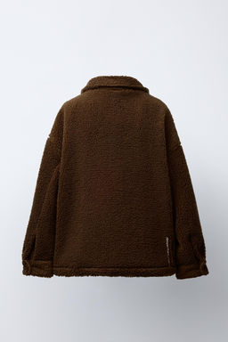 EMBROIDERED FAUX SHEARLING OVERSHIRT - Zara фото 4