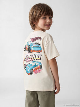 Bisiklet Yaka Hot Wheels Bask?l? Erkek ?ocuk Ti??rt