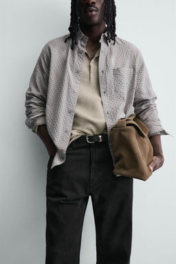 CAMISA CUADROS TEXTURA / Blanco / Granate - Zara фото 6