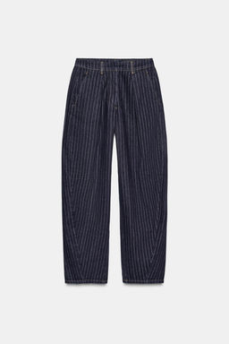 ZW COLLECTION MID-WAIST STRIPED BALLOON JEANS - Zara фото 7
