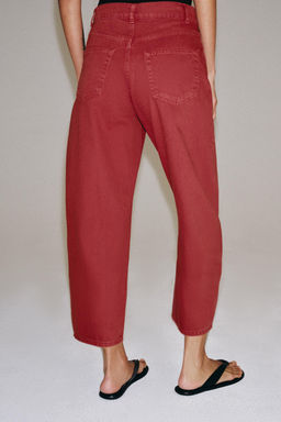 JEANS ZW COLLECTION CAPRI BALLOON TIRO MEDIO / Rojo - Zara фото 3