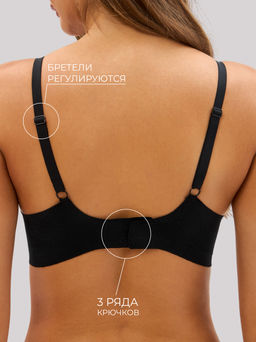 Бюстгальтер бесшовный бескаркасный кружевной Lingeamo черный ВТ-03 (7)  фото 3