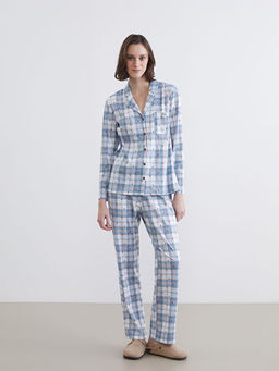 Beli Lastikli Ekose Kad?n Pijama Alt?