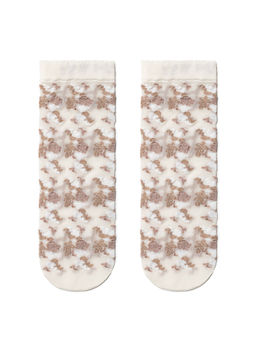 Цена за 2 пары. Носки Классические CONTE Тонкие носки FANTASY с имитацией цветочной вышивки brown-panna - Conte elegant фото 2