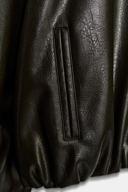 LEATHER EFFECT JACKET WITH ELASTICATED DETAILS - Zara фото 14