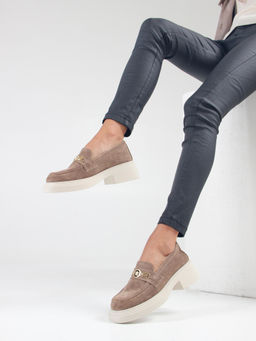 Лоферы туфли 173.1453be.Коричневый капучино замша