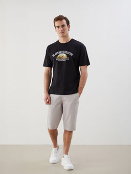 Bisiklet Yaka Bask?l? Penye Erkek Ti??rt