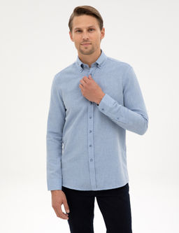 Mavi Slim Fit Dokulu Uzun Kollu G_mlek