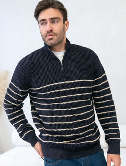 VILATTE / Свитер фактурной крупной вязки с металлической молнией