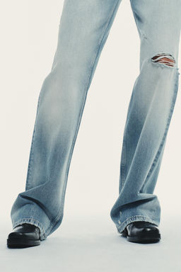 TRF RIPPED WIDE-LEG MID-WAIST JEANS - Zara фото 4
