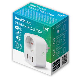 USH-A103 1G/UC/WF WHITE Умная розетка Wi-Fi. 2USB+Type-C (5В, 2,4A). 16A. До 3680Вт. Голосовое управление+приложение UnielSmart. TM Uniel - Volpe фото 12