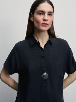 Рубашка с коротким рукавом из вискозы / Zarina  фото 7