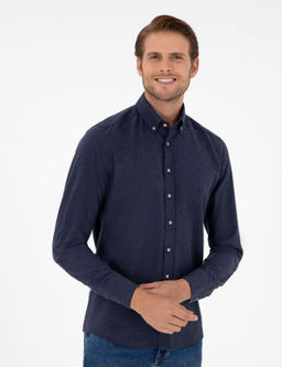 Lacivert Slim Fit Uzun Kollu G_mlek
