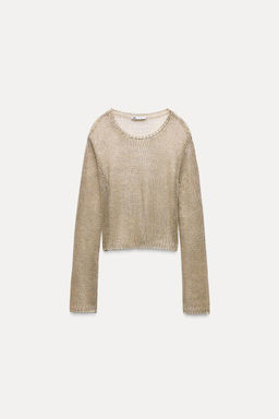 METALLIC THREAD MESH JERSEY TOP - Zara фото 6
