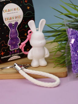 Алмазная мозаика на брелоке Draw Me! Purple hare, (4*3*7.5 см)