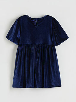K?z ?ocuk Bisiklet Yaka Kadife A Kesim Elbise
