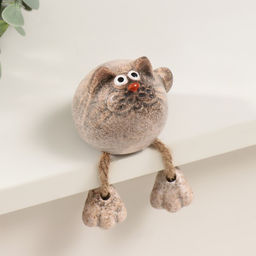 Сувенир керамика "Круглая кошечка с висячими лапками" 4,9х4,8х5,3 см