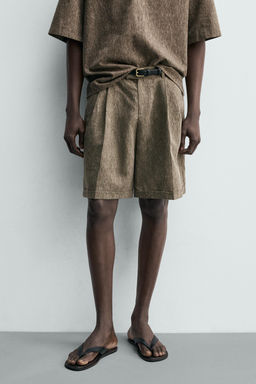 BERMUDA RELAXED FIT PLIEGUES / Khaki