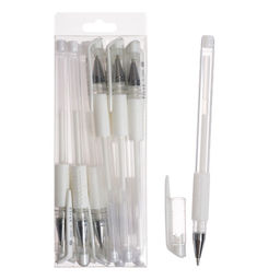 Цена за 12 шт. Ручка гелевая, 0.5 мм, белый, прозрачный корпус с резиновым держателем