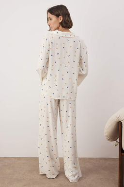 Cok Renkli Kurdele/Fiyonklu ve Cicekli Viskon Dokuma Pijama Tak?m? THMAW26PT00065 - Trendyolmilla фото 11