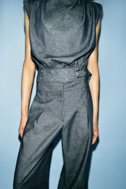 LINEN BLEND BUCKLE STUD TOP - Zara фото 5