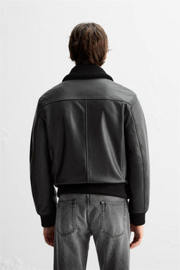 LEATHER BOMBER JACKET - Zara фото 3