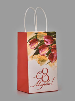 Цена за 2 шт. Пакет подарочный крафт 8 марта, 12?21?9 см