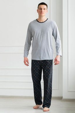 Пижама мужская из футболки с длинным рукавом и брюк из кулирки Генри антрацит макси - Амадэль фото 21