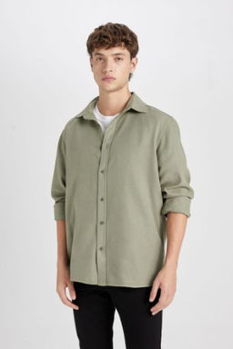 Regular Fit Basic Duz Pamuklu Uzun Kollu Gomlek