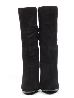 YF189-011M BLACK Полусапоги зимние женские (натуральная замша, натуральный мех (еврозима))