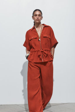 RUSTIC WIDE-LEG TROUSERS - Zara фото 9