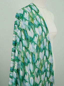 Штапель Премиум (Digital) Акварельные крокусы, ш.1.45м, вискоза-100%, 120гр/м.кв - Купава фото 3