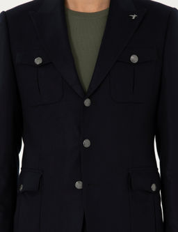 Темно-синяя приталенная куртка - Cacharel фото 7