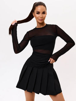 K13377 Лонгслив прозрачный ЧЕРНЫЙ