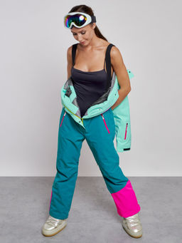 Горнолыжный комбинезон женский зимний бирюзового цвета 2327Br