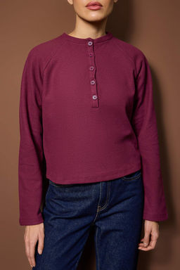 Antrasit Cift Gorunumlu Regular/Normal Kal?p Yar?m Patl? Selanik Kal?n Orme Bluz TWOAW26BZ00252 - Trendyolmilla фото 7