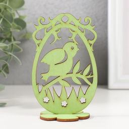 Цена за 3 шт. Декор Пасхальный "Птенчик" 6,5х4,7х10,3 см (набор 2 детали) салатовый