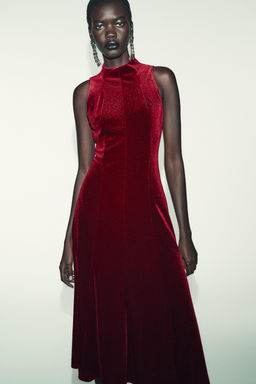 VELVET MIDI DRESS - Zara фото 4