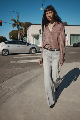 STRIPED SATIN SHIRT - Zara фото 6