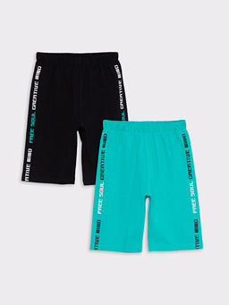 Beli Lastikli Bask?l? Pamuklu Erkek ?ocuk Pijama ?ort 2li
