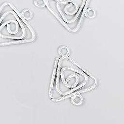 Цена за 6 шт. Коннектор для творчества металл 2 ушка "Завиток - треугольник" серебро 3,2х2,4 см