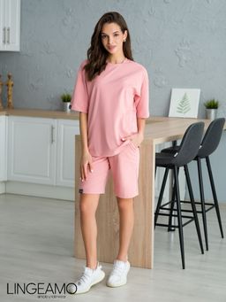 Трикотажная женская футболка оверсайз LINGEAMO пудрово-розовая ВФ-14 (102)  фото 2