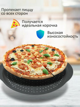 Форма для пиццы 33 см с антипригарным покрытием PIZZA P-02 арт.008572 /Mallony/  фото 13