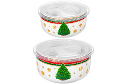 Набор 2 салатников 1 л 16*16*8,5 см + 500 мл 13,5*13,5*6,5 см Новогодняя ёлка NEW BONE CHINA - Elan gallery фото 7