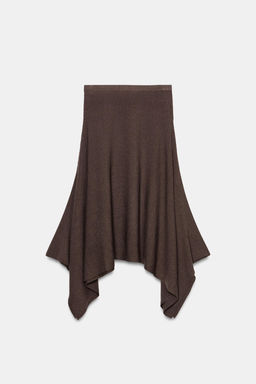 FALDA MIDI ASIM?TRICA PUNTO / Marr?n - Zara фото 7