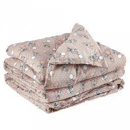 Одеяло детское Зайчишки беж 110х145см, теплое, наполнитель 300г/м2 - файбер высшего сорта, чехол бязь Комфорт 121г/м2 (хлопок 100%), стеганое, упаковка Компакт пакет ПВХ, еврослот, д25х55см/1кг, Домашняя мода (Россия)