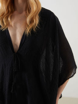 LC Waikiki Siyah _al Yaka Kad_n Kimono